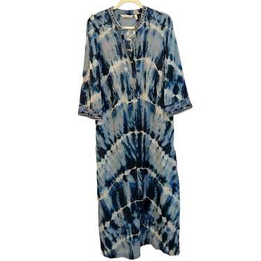 Soft Surroundings Maxi Kaftan Dress Cotton Tie Dy… - image 1