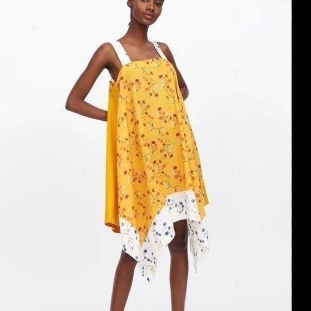 Zara Yellow Floral Handkerchief Dress | Size L - image 1