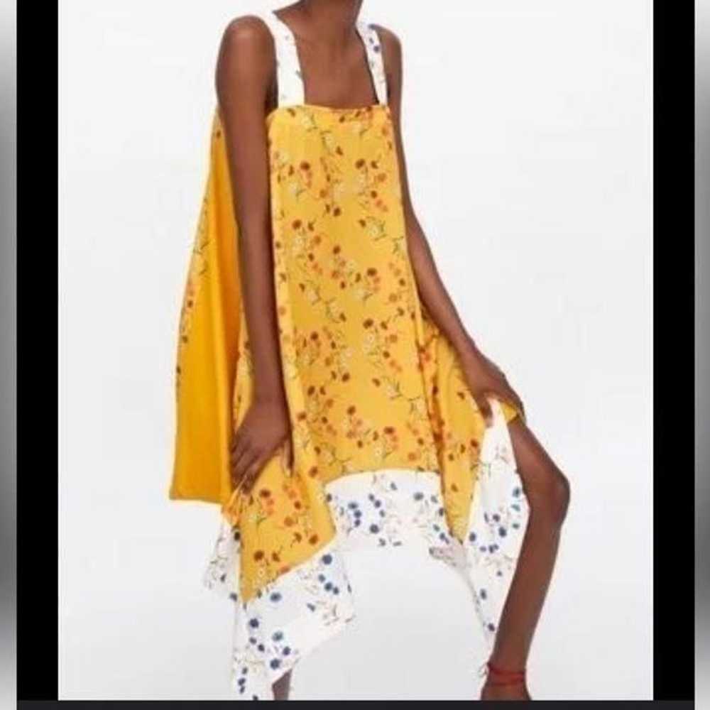 Zara Yellow Floral Handkerchief Dress | Size L - image 3