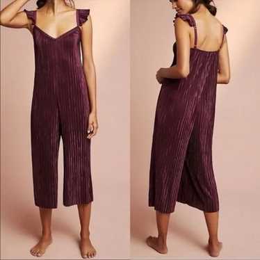 Anthropologie Floreat Silk Pleated Jumpsuit