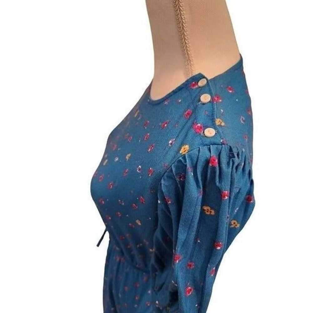 Vintage 70's Oops California Blue Floral Pleated … - image 5