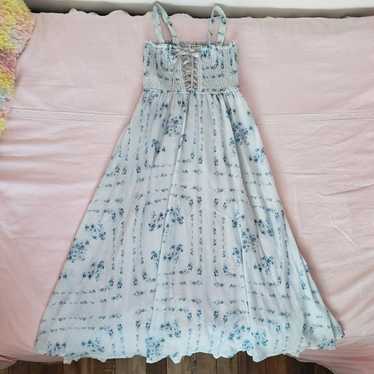 Angelic light blue floral Axes Femme lace-up dress