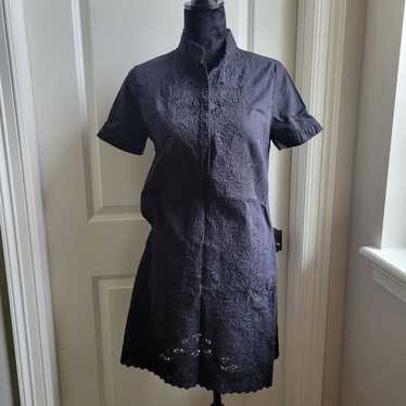 TAHARI Eyelet Embroidered Silk Cotton Mini Dress … - image 1