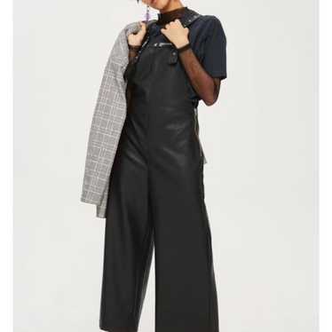 Topshop Soft Faux Leather Dungarees