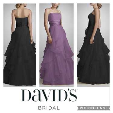 DAVID'S BRIDAL tiered organza ball gown in PINK si