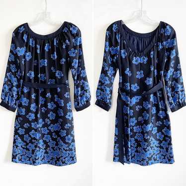 $245 Vineyard Vines Blue Floral 100% Silk Dress
