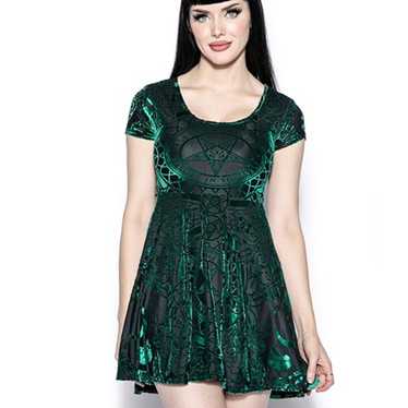 Blackcraft Cult Green Baroque Velvet Dress size m… - image 1