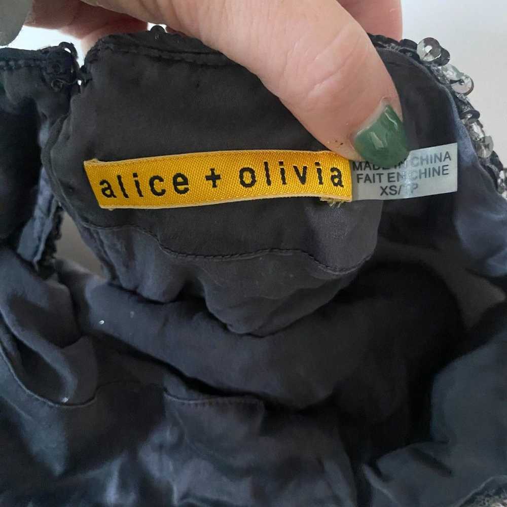 Alice+Olivia Dark Silver Cluster Sequin Mini Dres… - image 6