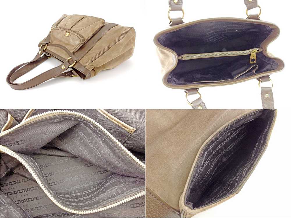 Celine Tote Bag Back Shoulder Macadam Button Brow… - image 6