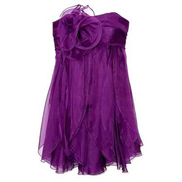 Marchesa Notte Silk Ruffled Strapless Mini Dress