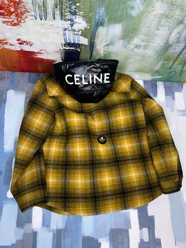 Celine Celine logo hood flannel hooded jacket sz … - image 1
