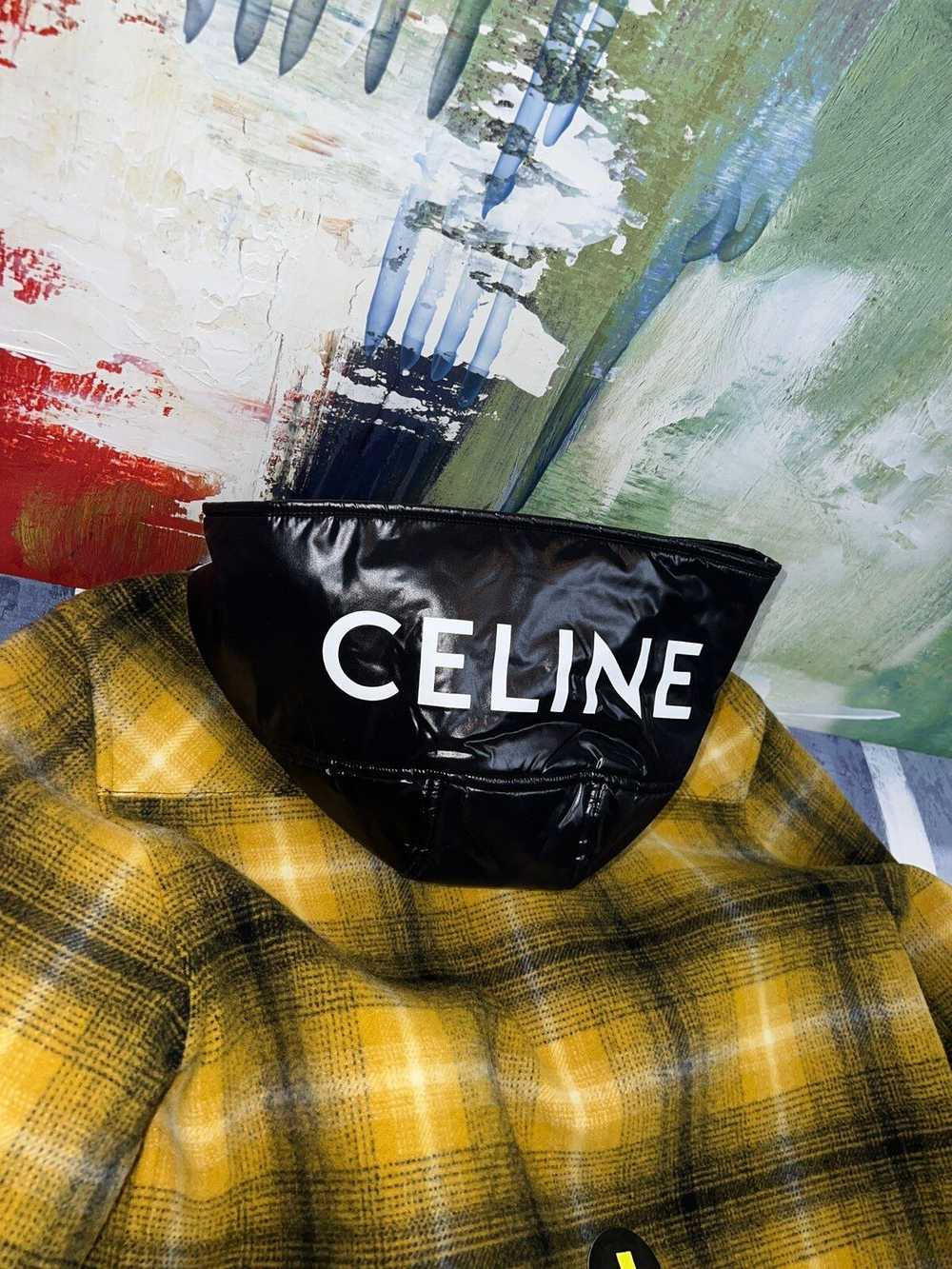 Celine Celine logo hood flannel hooded jacket sz … - image 4
