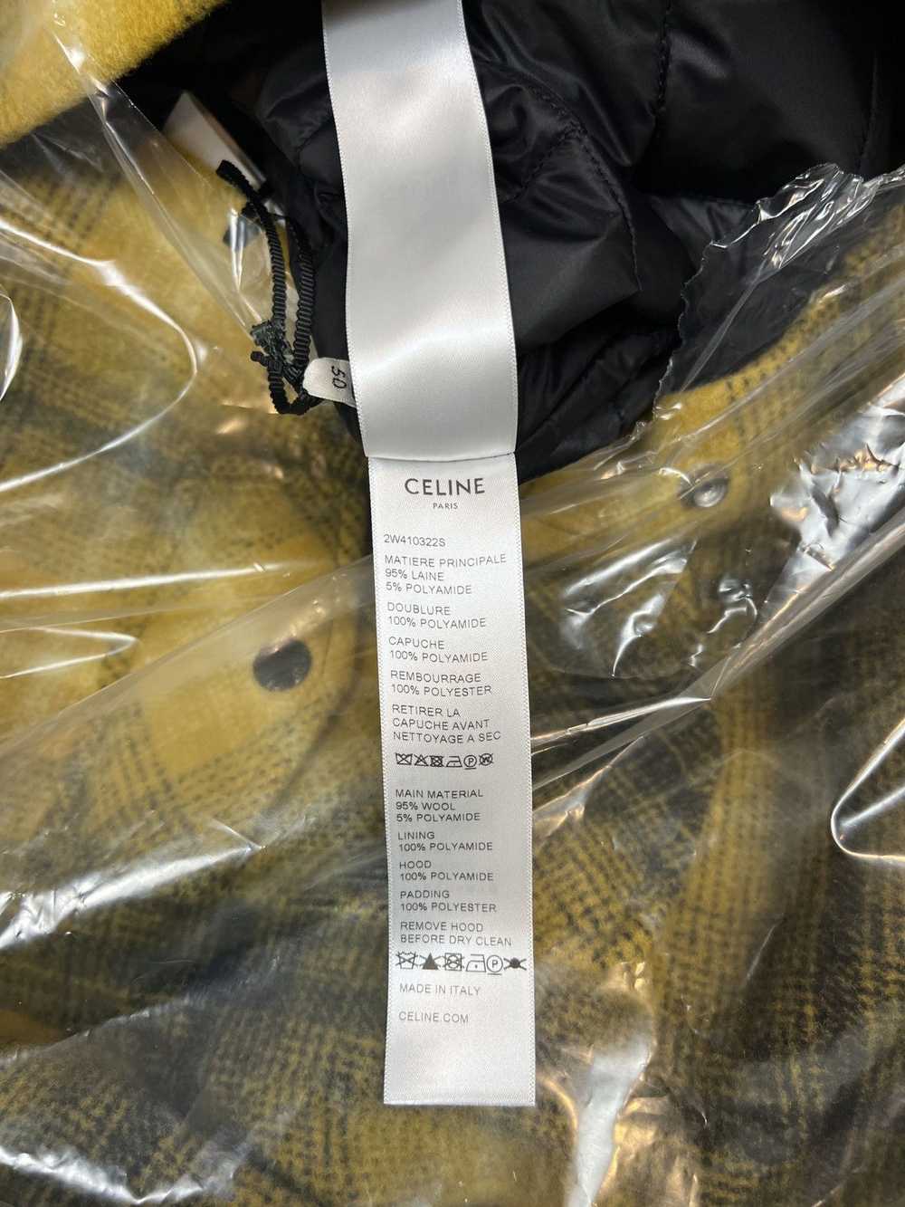 Celine Celine logo hood flannel hooded jacket sz … - image 7
