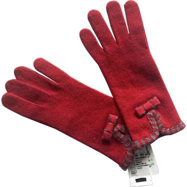 Portolano Red & Gray Knit Gloves Never Worn With T