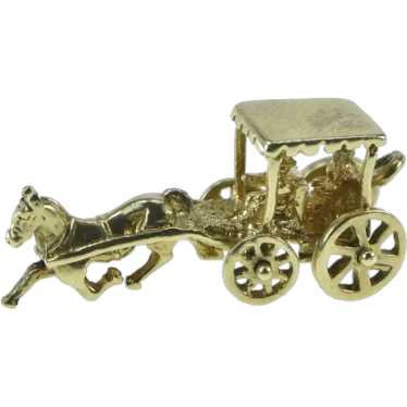 10K 3D Articulated Horse Drawn Carriage Charm/Pend
