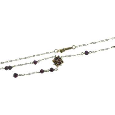 10K Rubellite Garnet Beaded Vintage Chain Necklace