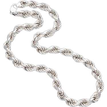 Vintage Sterling Silver Chunky Rope Chain Necklace