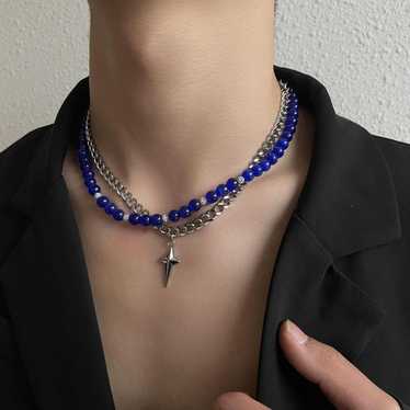 Jewelry × Streetwear STAR Blue Layered Gem Necklac