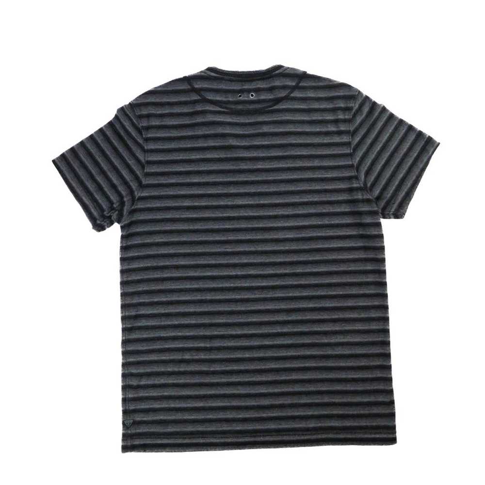 Y2k Guess Black & Gray Striped Henley Tee Button … - image 3
