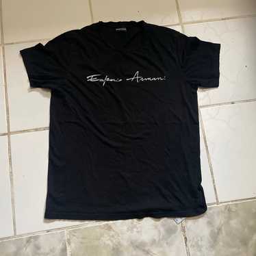 Emporio Armani Black Mens T shirt SZ M Spellout
