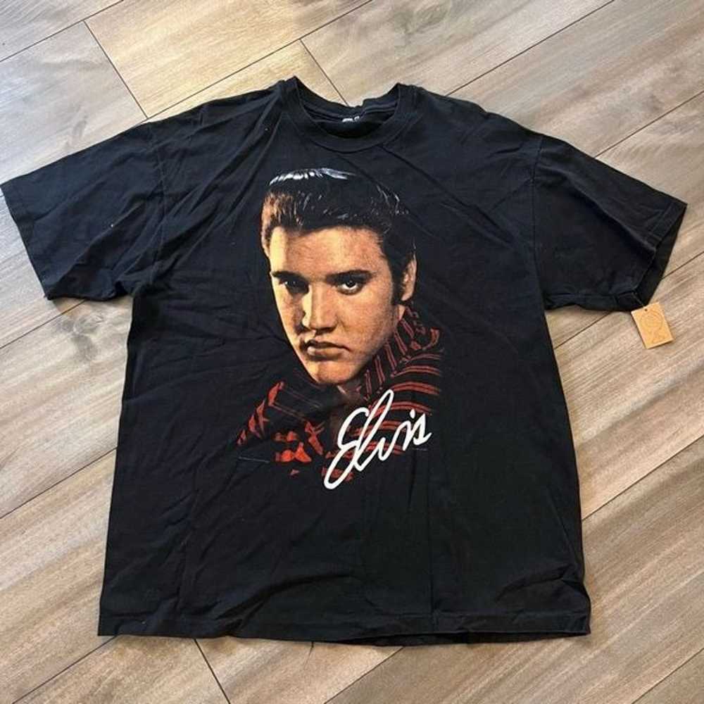 Vintage 1990 Elvis Presley Face Print Band Rock T… - image 1