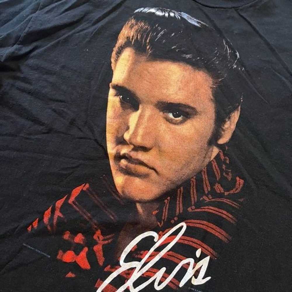 Vintage 1990 Elvis Presley Face Print Band Rock T… - image 2