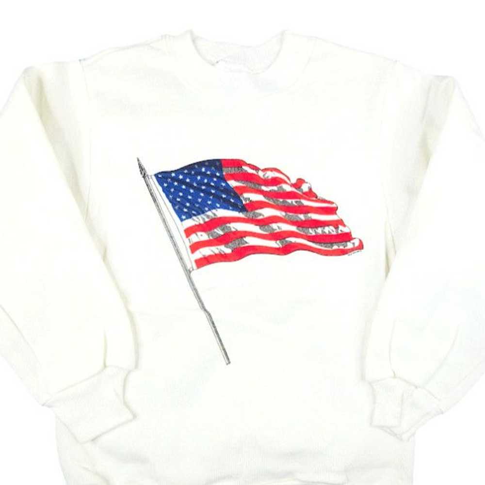 Hanes Vintage American Flag Sweatshirt Boys Youth… - image 1