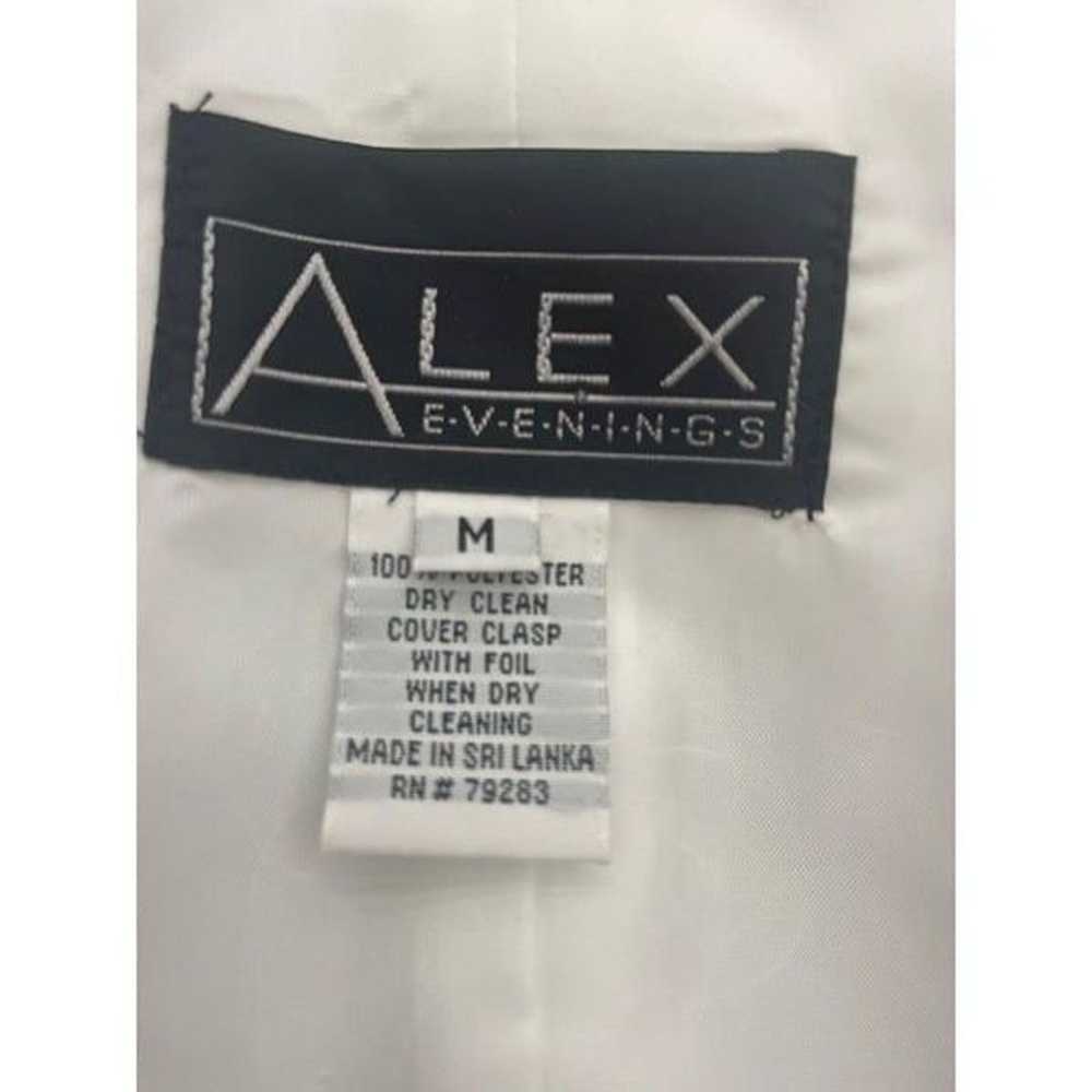 Alex Evening White Ruffle Neckline Blouse Size M - image 8