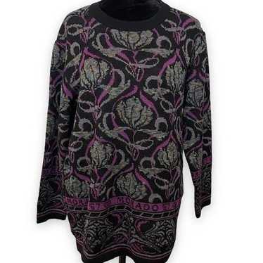Morado Collection Womens Black Purple Sweater Cre… - image 1