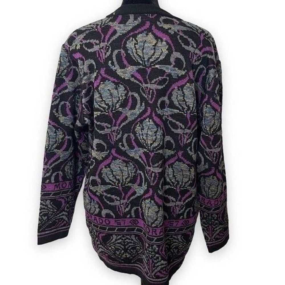 Morado Collection Womens Black Purple Sweater Cre… - image 7