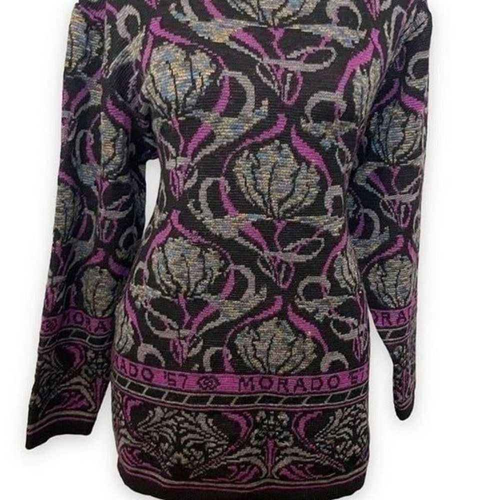 Morado Collection Womens Black Purple Sweater Cre… - image 9