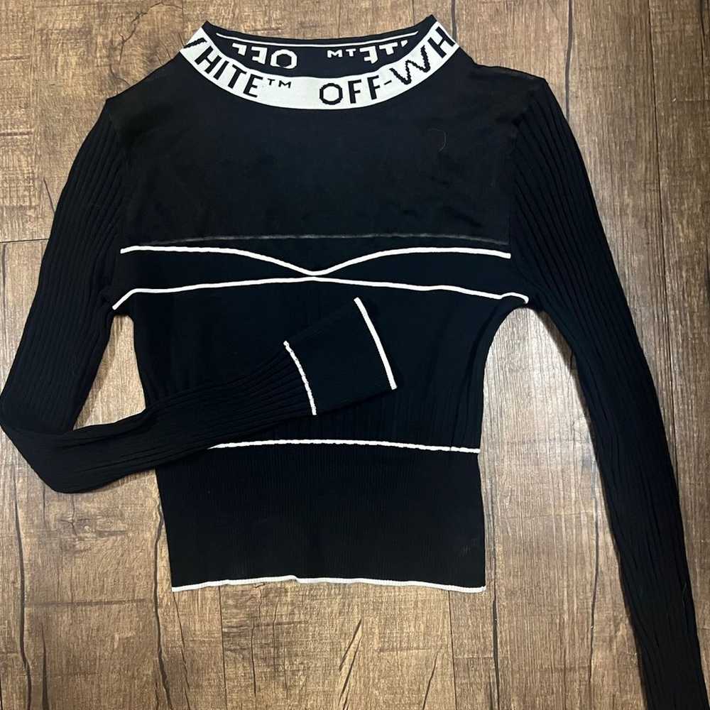 Off-White black and white knit long sleeve crop t… - image 1