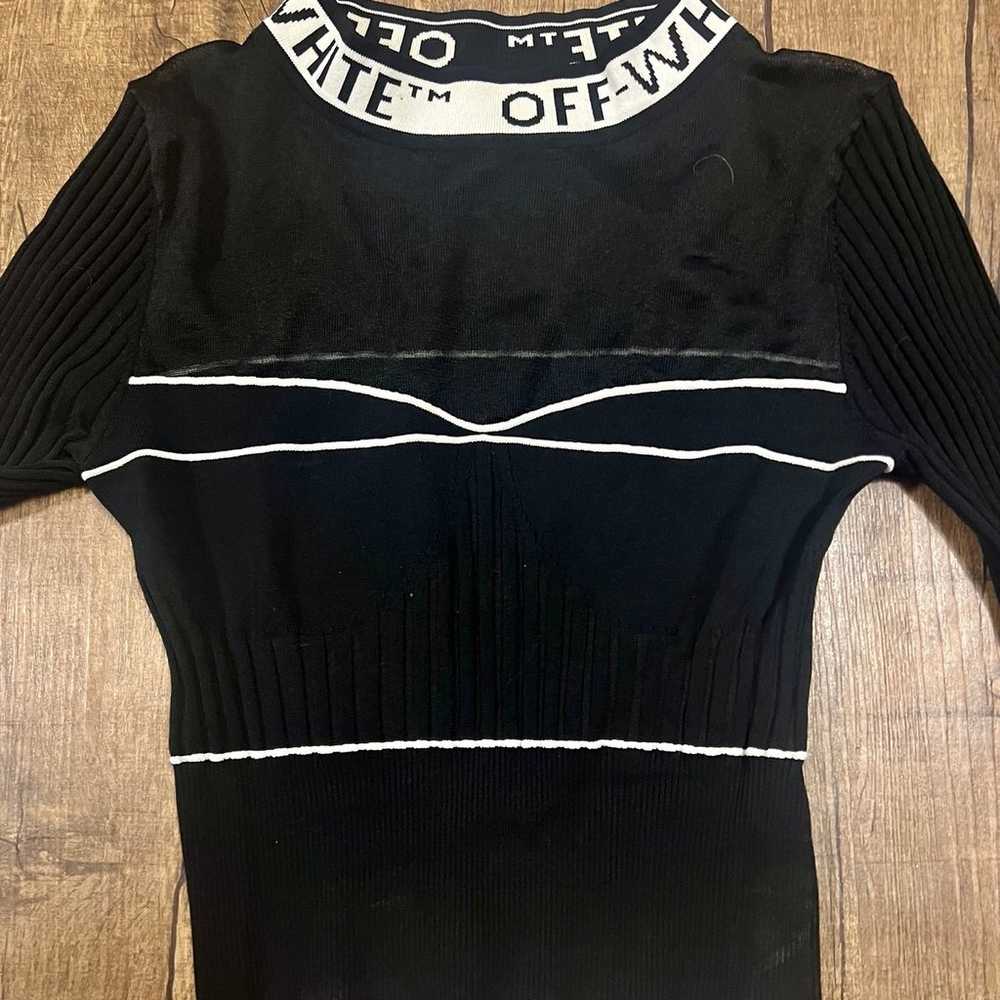 Off-White black and white knit long sleeve crop t… - image 2