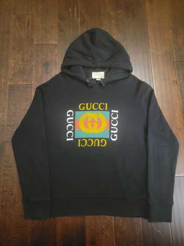 Gucci Gucci Black Distressed Logo Hoodie