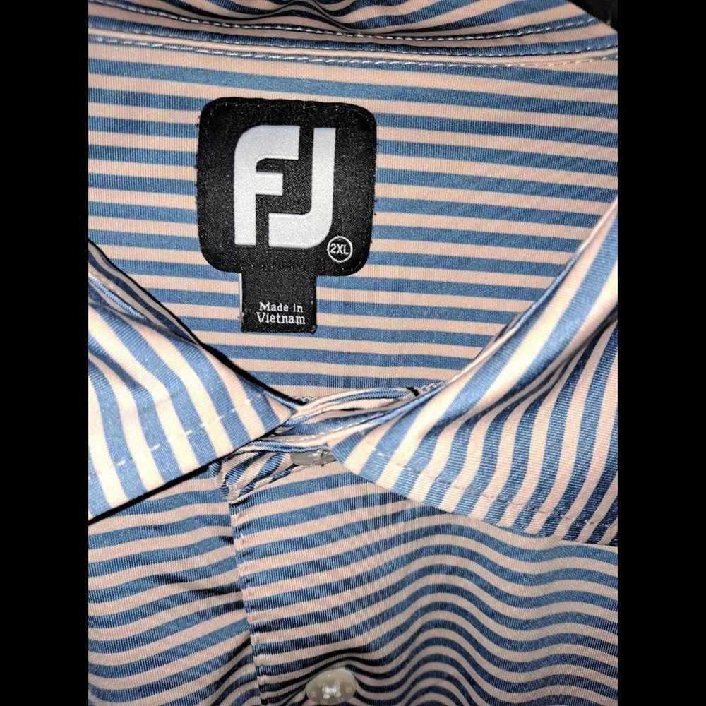 Other FJ FootJoy Blue and White Stripe Polo with … - image 3