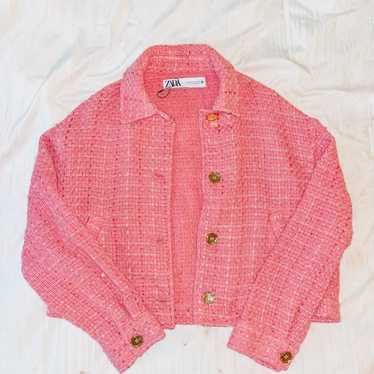 Zara Pink Tweed Jacket/Blazer NWOT