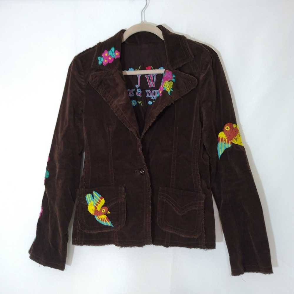 Womens Johnny Was JW Brown Embroidered Floral Bir… - image 1