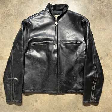 Vintage 80s Dixie Black Faux Leather Motorcycle Ja
