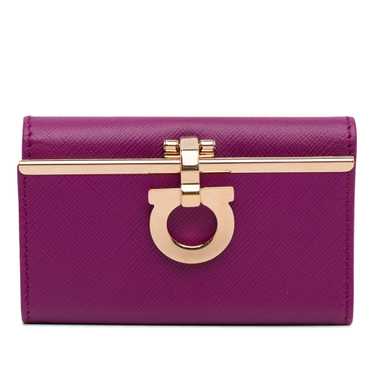 Purple Ferragamo Gancini Leather Key Case