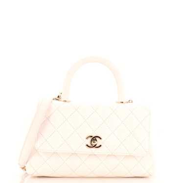 CHANEL Coco Top Handle Bag Quilted Caviar Mini