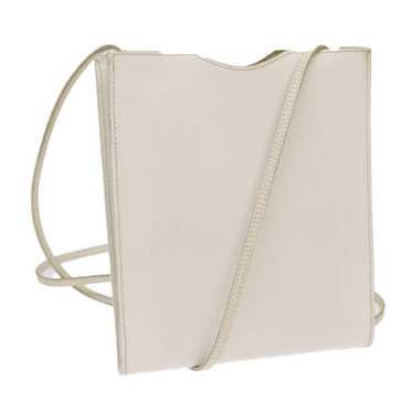 HERMES Onimetu Shoulder Bag Leather White Auth bs… - image 1