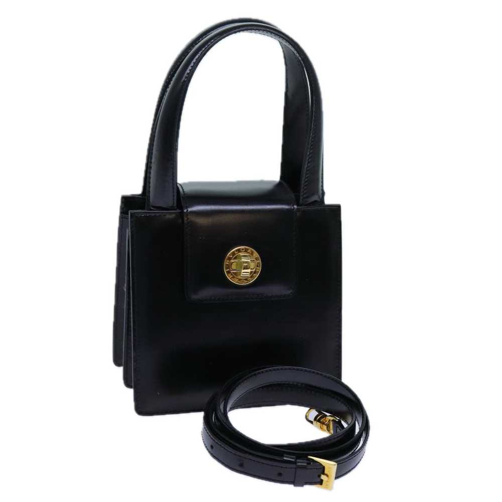 BVLGARI Hand Bag Leather 2way Black Auth ar11750 - image 1