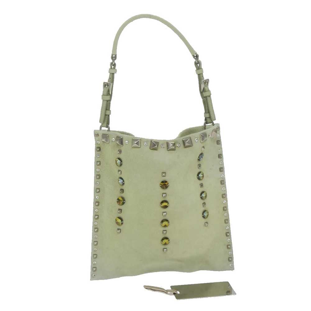 PRADA Hand Bag Suede Green Auth 63978 - image 1