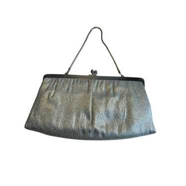 Vintage Silver Shimmer Evening Bag Clutch Purse Ba