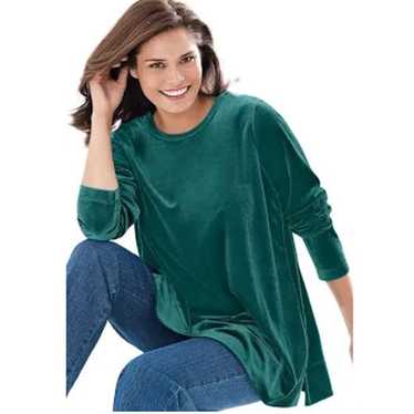 Liz Baker Essentials Emerald Green Velvet Top size
