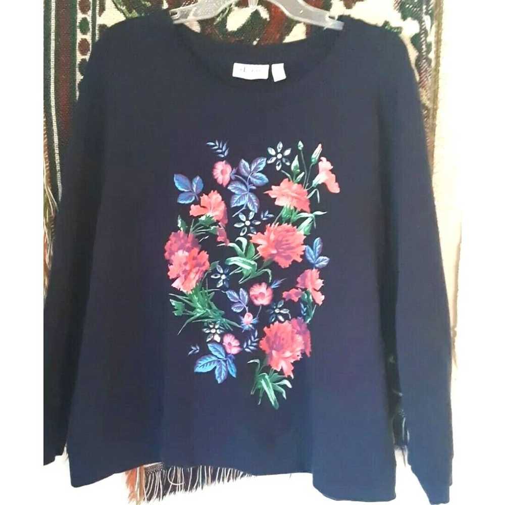 Lightweight Floral Sweatshirt d&co Vintage Rhines… - image 1