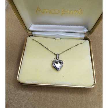 Vintage Amco Heart locket in 14 Kt White Gold Over