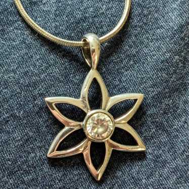 Vintage SILPADA Daisy Flower CZ Pendant & Chain S1