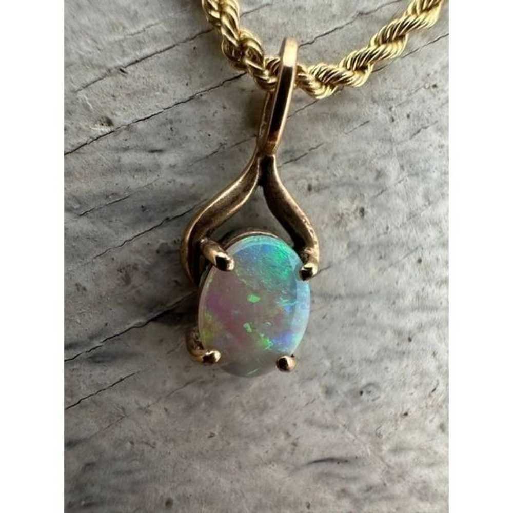 Vintage 14k Gold Chain And Opal Prong Set Pendant… - image 6