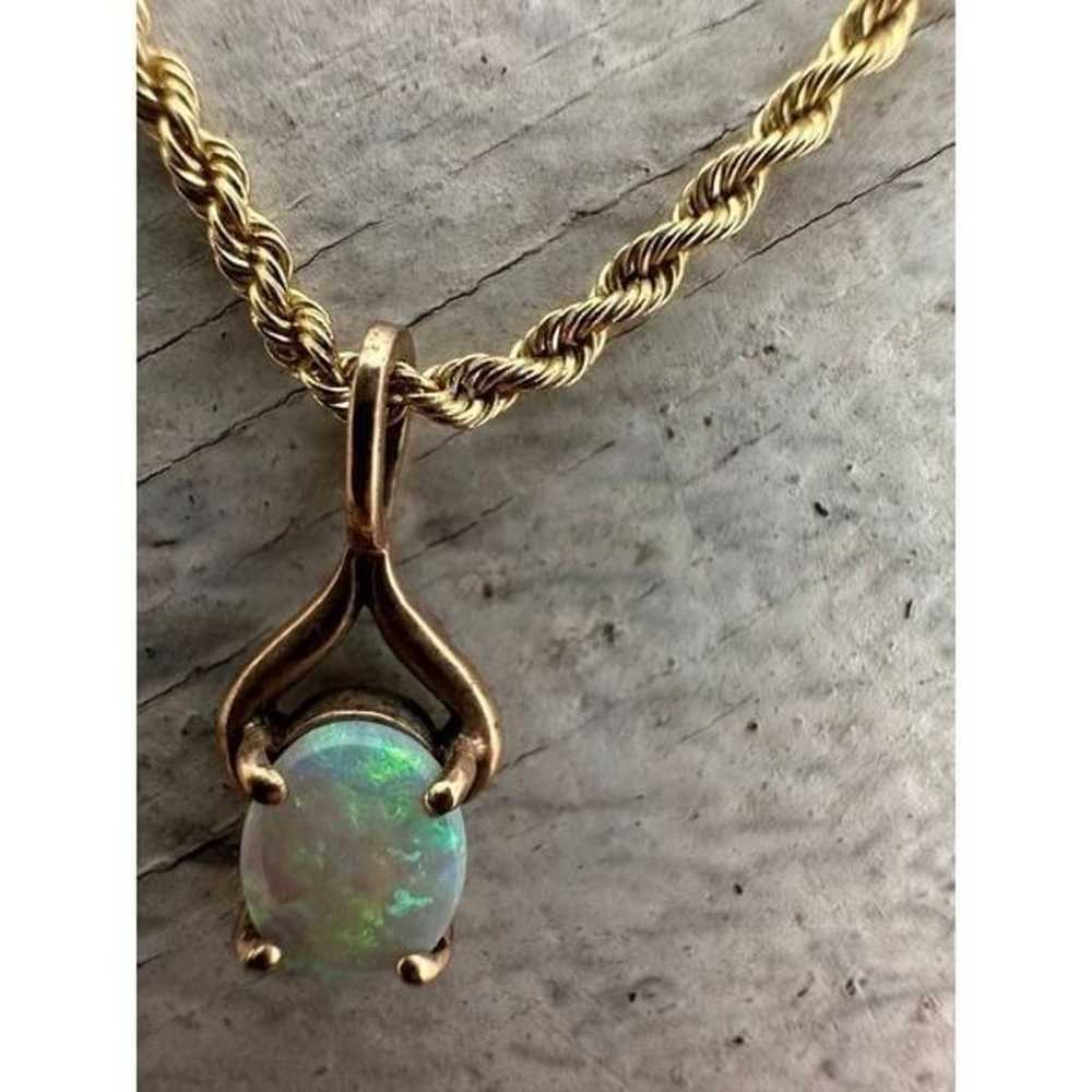 Vintage 14k Gold Chain And Opal Prong Set Pendant… - image 7